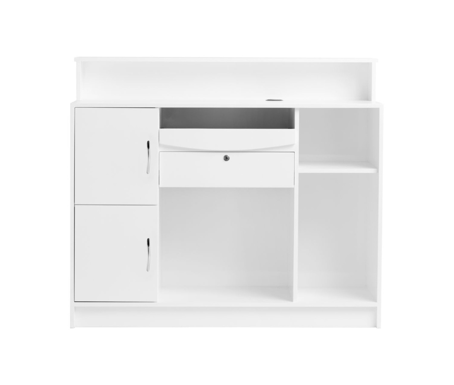 Welcome white reception counter